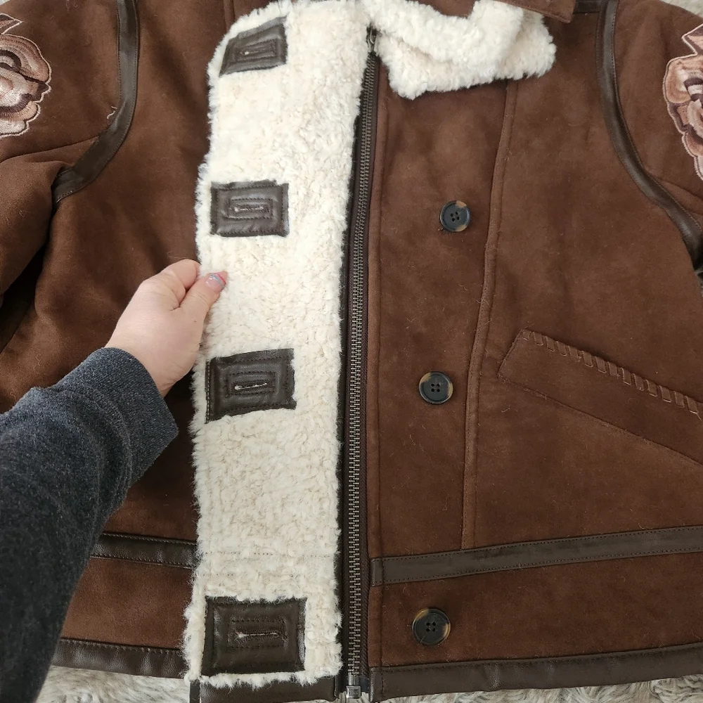 We The Free Andies Vegan Moto Jacket Brown Bear Combo Women's Size Small - Picture 9 of 16
